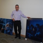 Artist with Blue Period Paintings